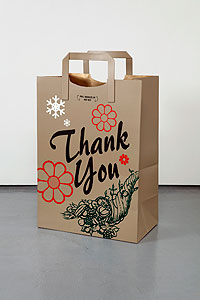 Sculpture depicting grocery bag