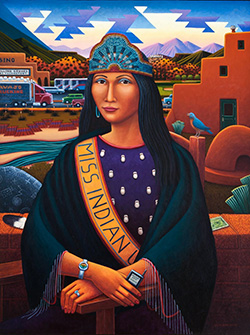 stylized painting of a Native American woman