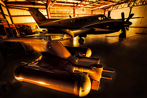 planes in a hangar