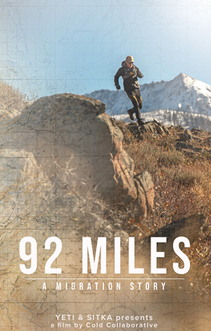 poster with person running on rocky hillside 