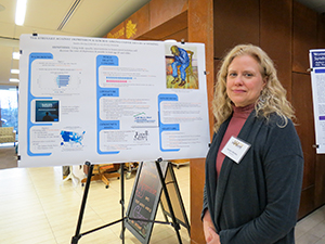 woman posing with a research poster