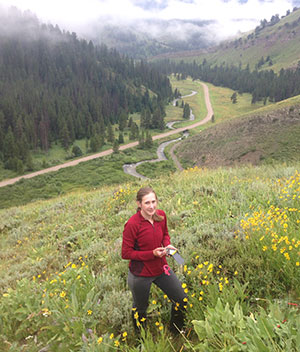 woman on a mountainside