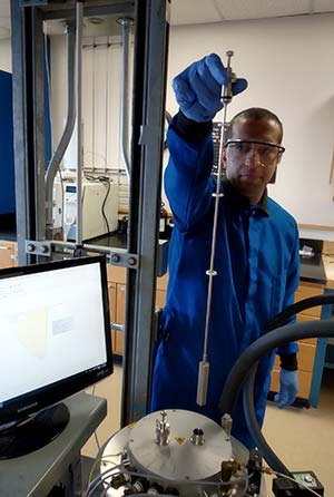 man using lab equipment