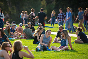 students outside