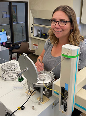 woman working with lab equipment