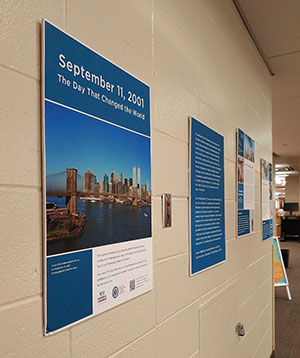 photos displayed on a wall