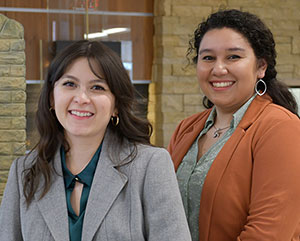 two women standing together