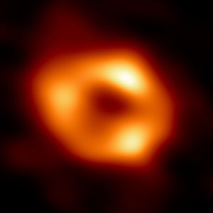 photo of the glowing matter around a black hole