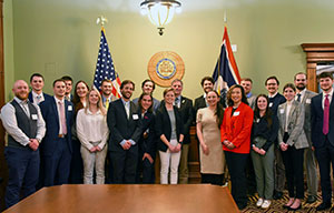 large group of people posing together