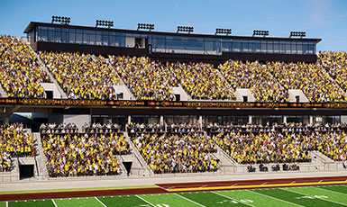 artist's rendering of stadium with new club level