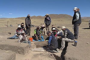 people at an archeological dig site