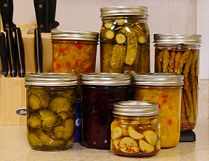 variety of home-canned food