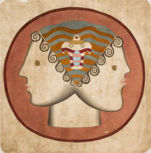 painting of two-faced disc
