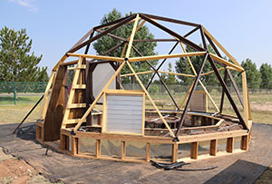 geodesic dome under construction