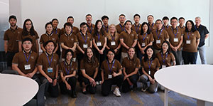 large group of people posing together