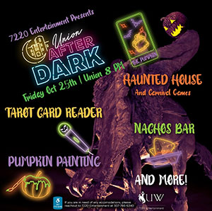 poster with spooky graphics and events listed