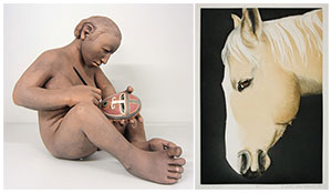 two art works - a sculpture and a painting