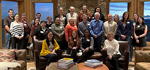 large group of people posing together