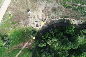 overhead view of the archaeological site