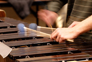 close up of person's hand while playing a xylophone