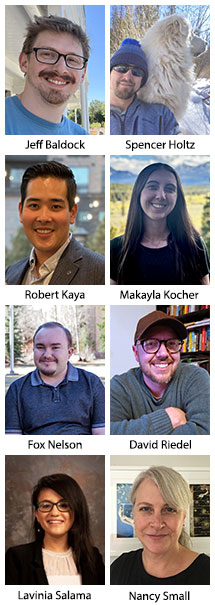 Jeff Baldock, Spencer Holtz, Robert Kaya, Makayla Kocher, Fox Nelson, David Riedel, Lavinia Salama and Nancy Small