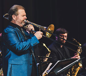 man playing a trombone