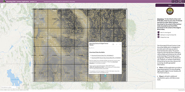 screenshot of a contour map with a legend on it