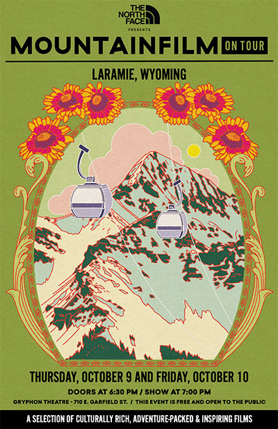 poster with a graphic of a mountain