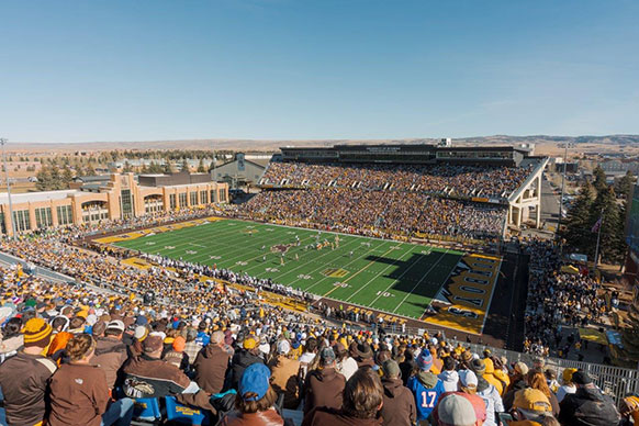 football game seen from the top of the stadium