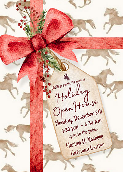 graphic of a gift with a ribbon and open house information on the tag