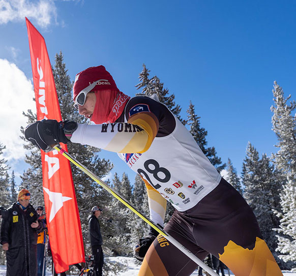 close up of a person Nordic skiing