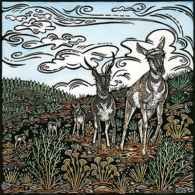artwork with pronghorn