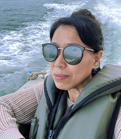 woman riding in a boat