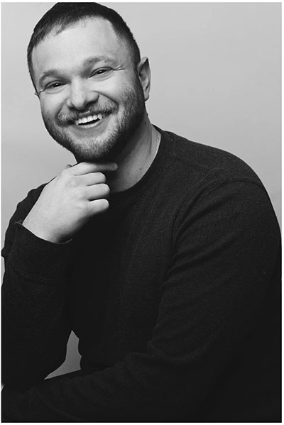 black and white head photo of a man