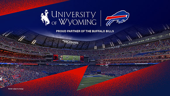 graphic featuring a full football stadium and the logos of UW and the Buffalo Bills