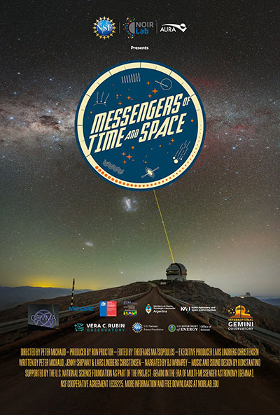 poster for planetarium film, Messengers of Time and Space