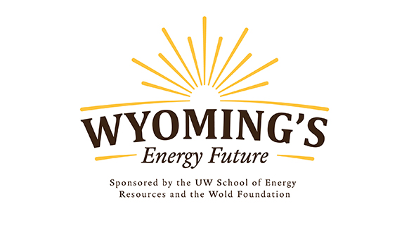 Wyoming's Energy Future Symposium is written in brown letters in front of a sunset logo.