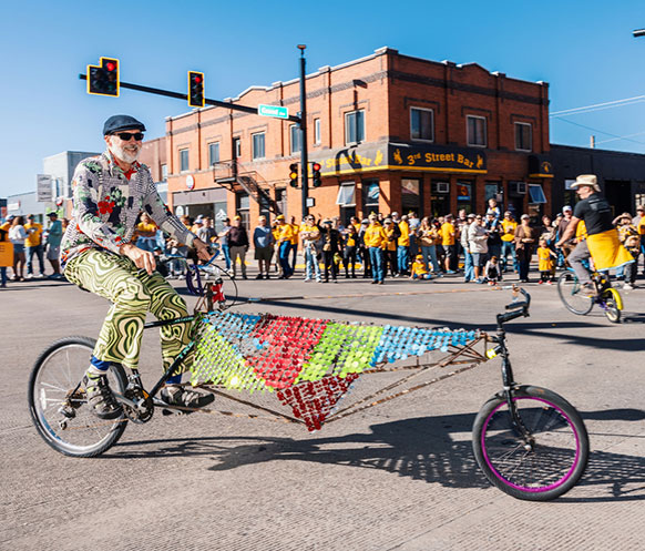 altered bicycle in a parade