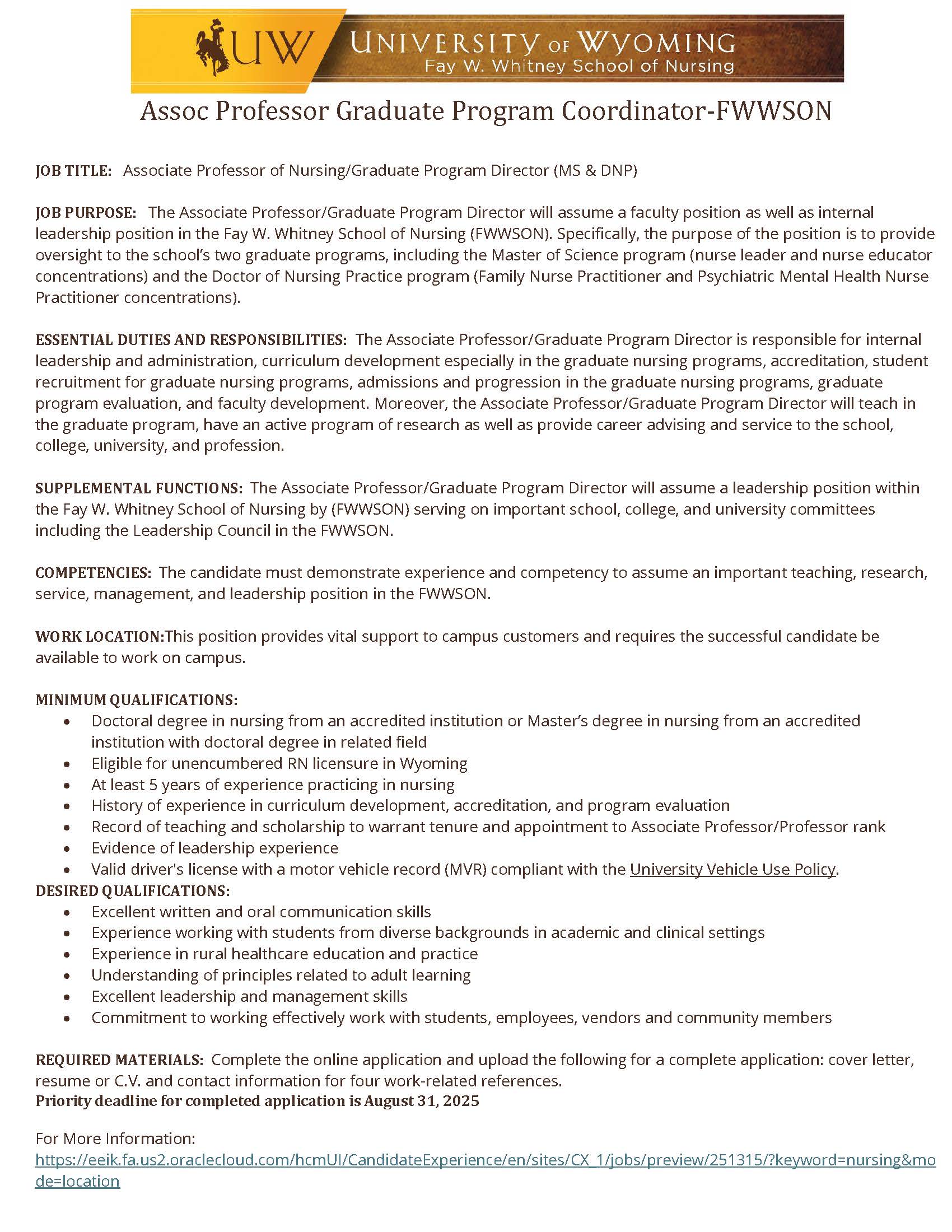 job posting associate prof