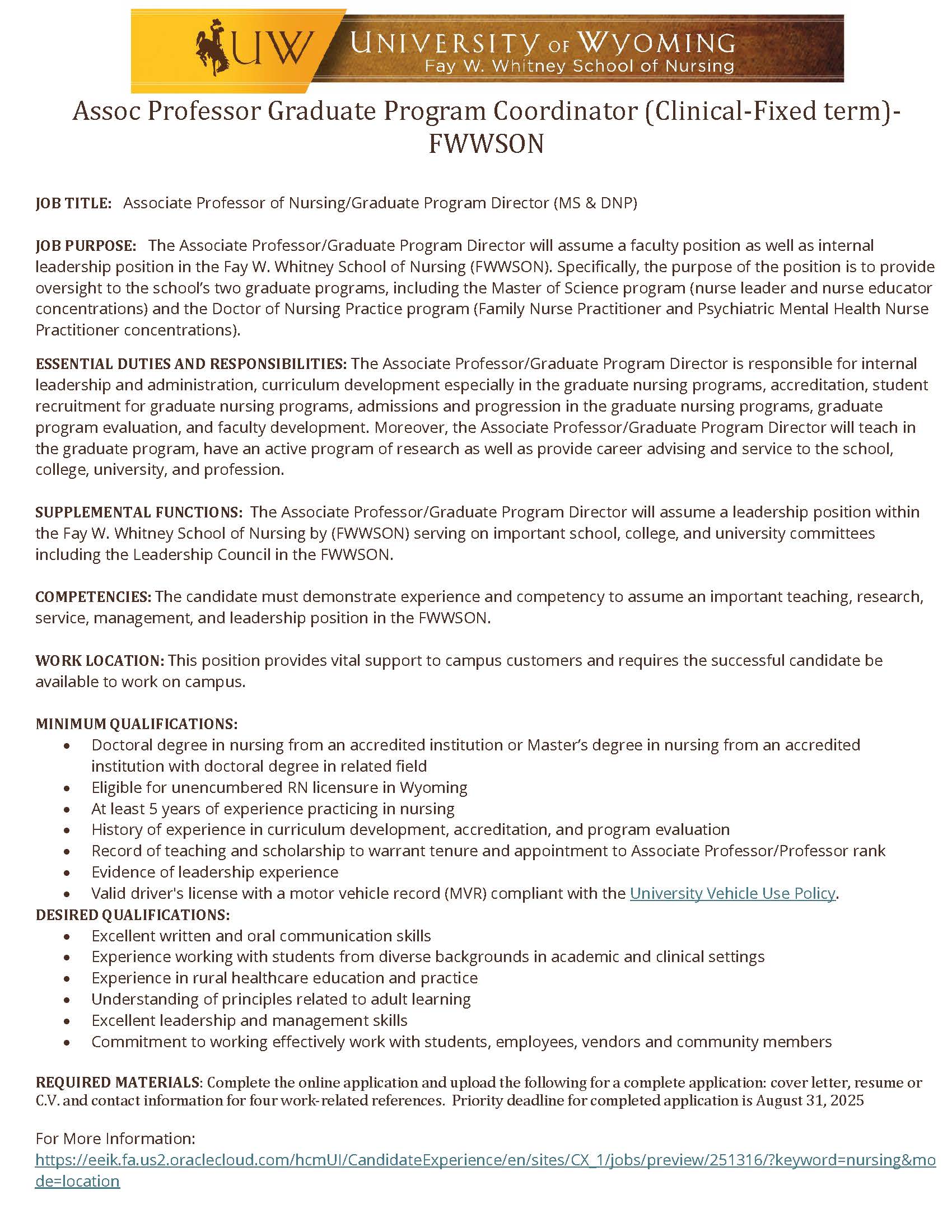 job listing assoc professor fixed
