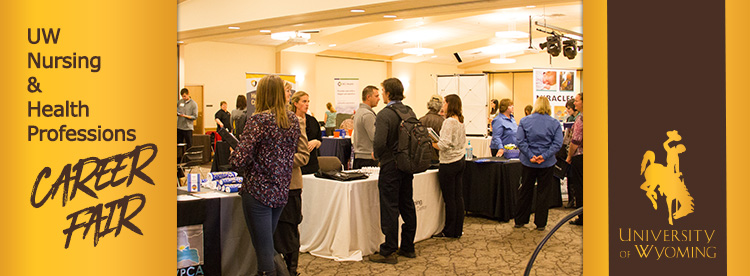 students meeting with employers and nursing career fair