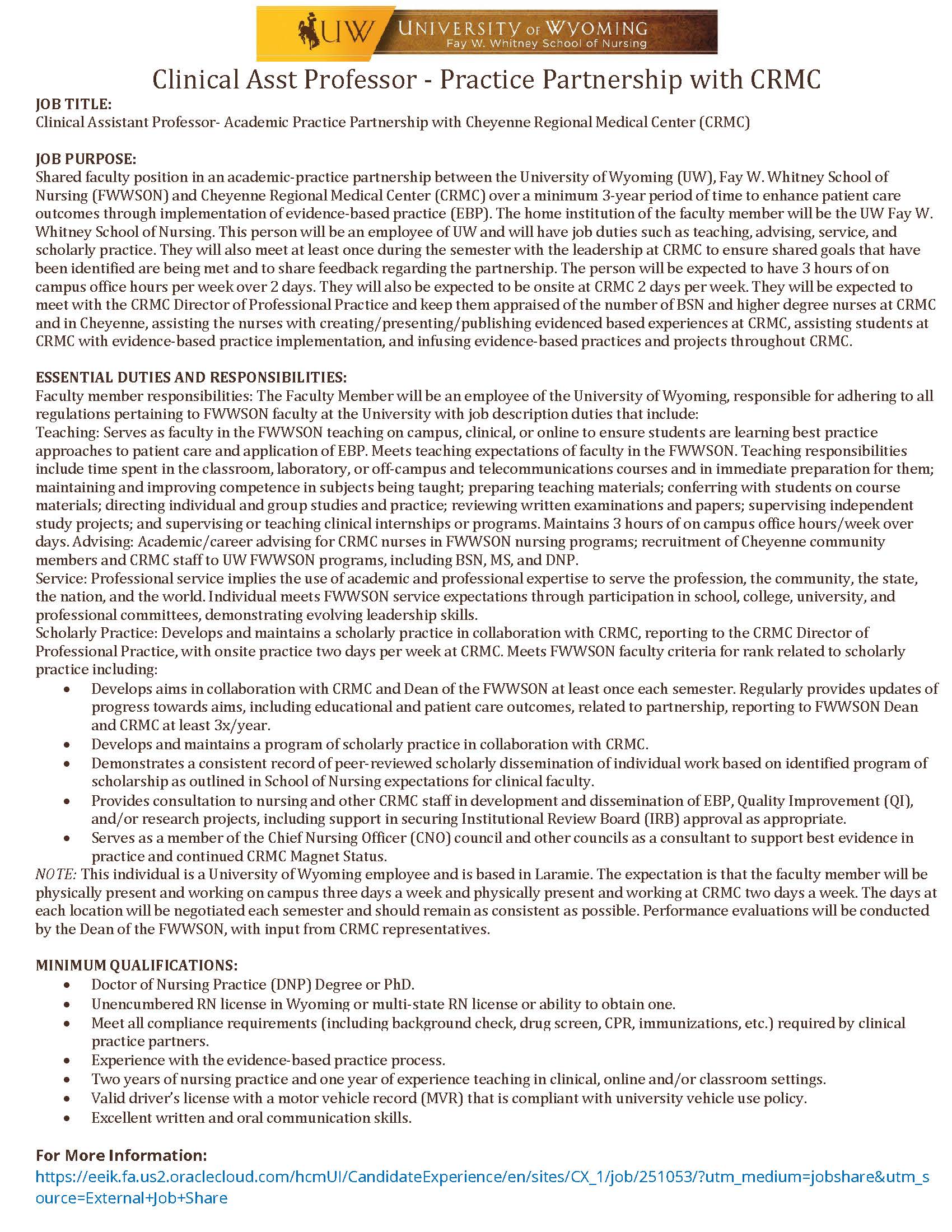 job description clinical asso prof