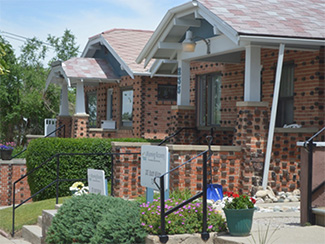 red brick home-like buildings