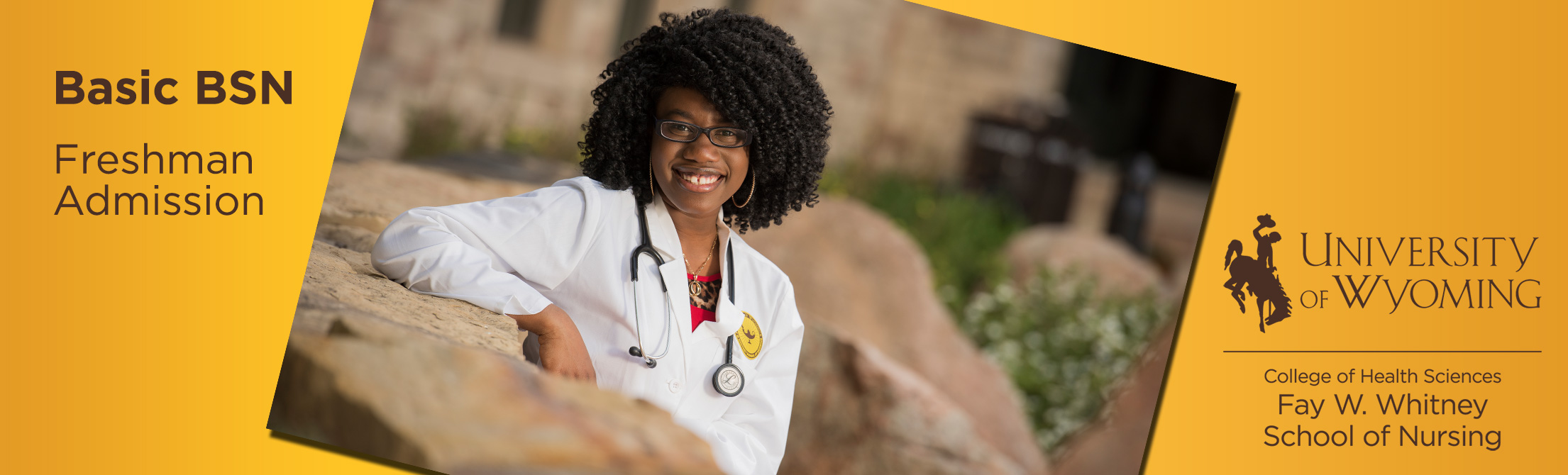 nursing student amid boulders