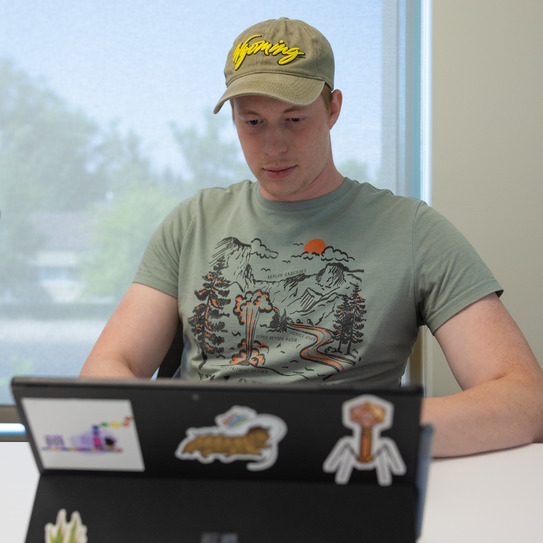 a student on a laptop