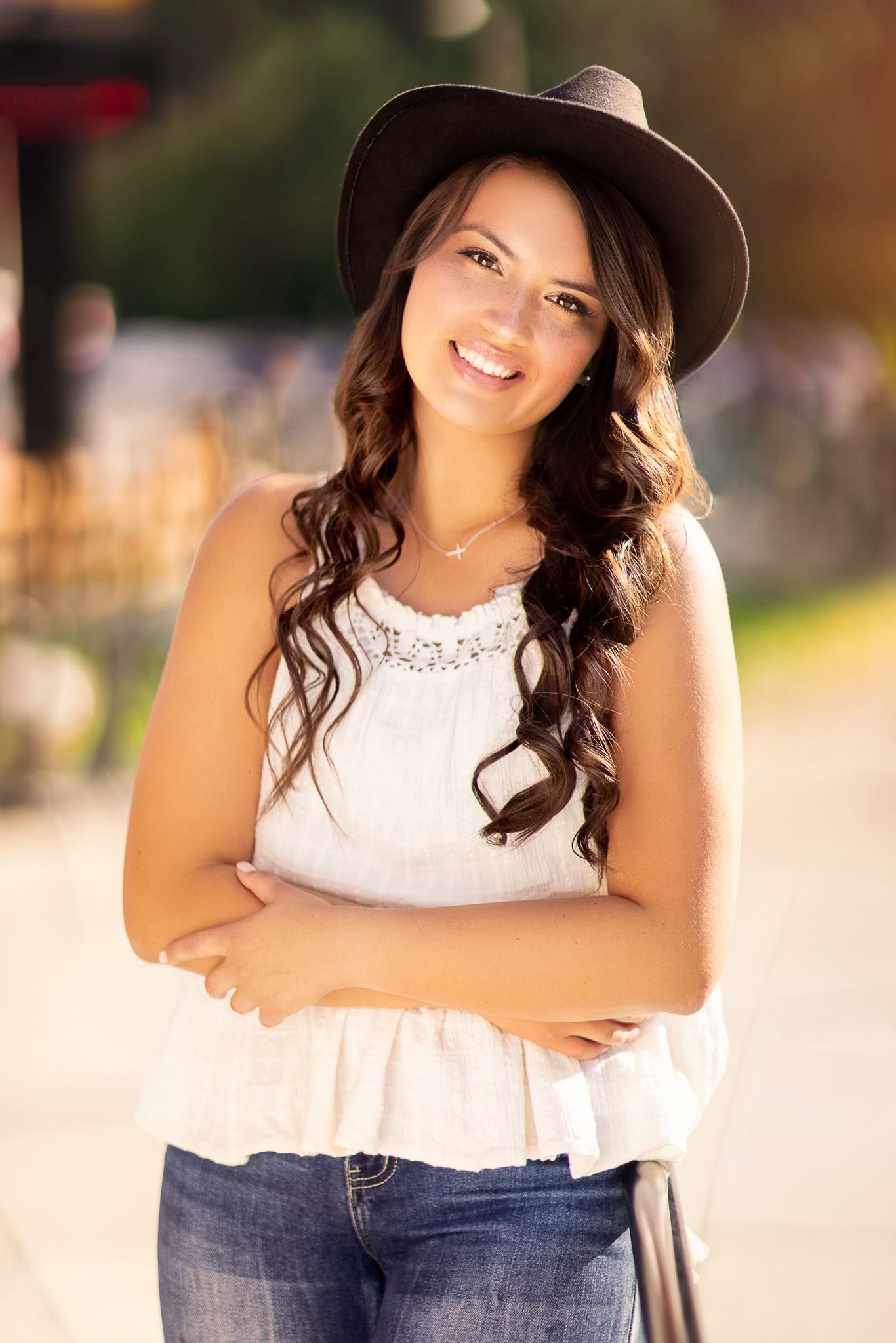 Female student wearing hat