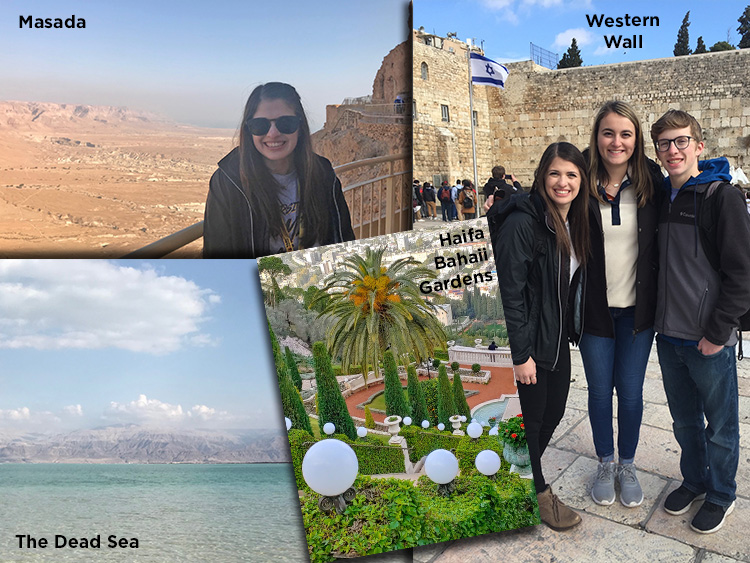 young woman shown in settings in Israel
