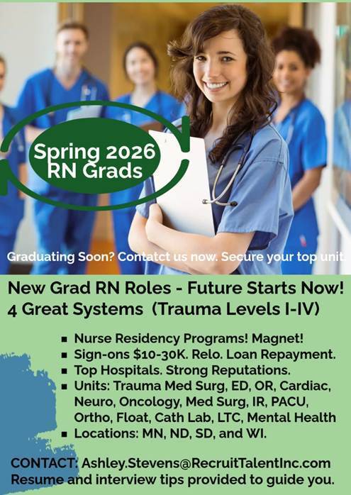 job flyer with nursing students in blue scrubs 
