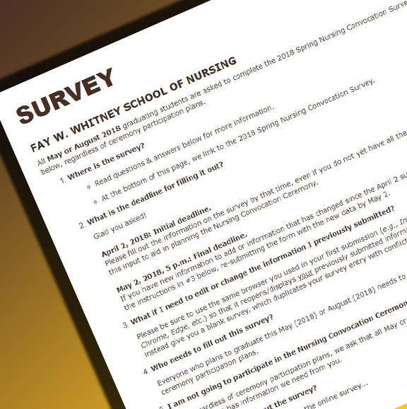 Pictures of the survey required of nursing students