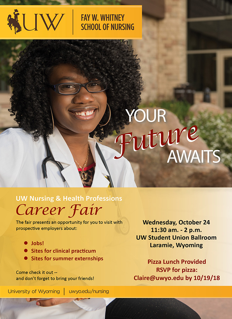 young black nursing student pictured on poster for career fair